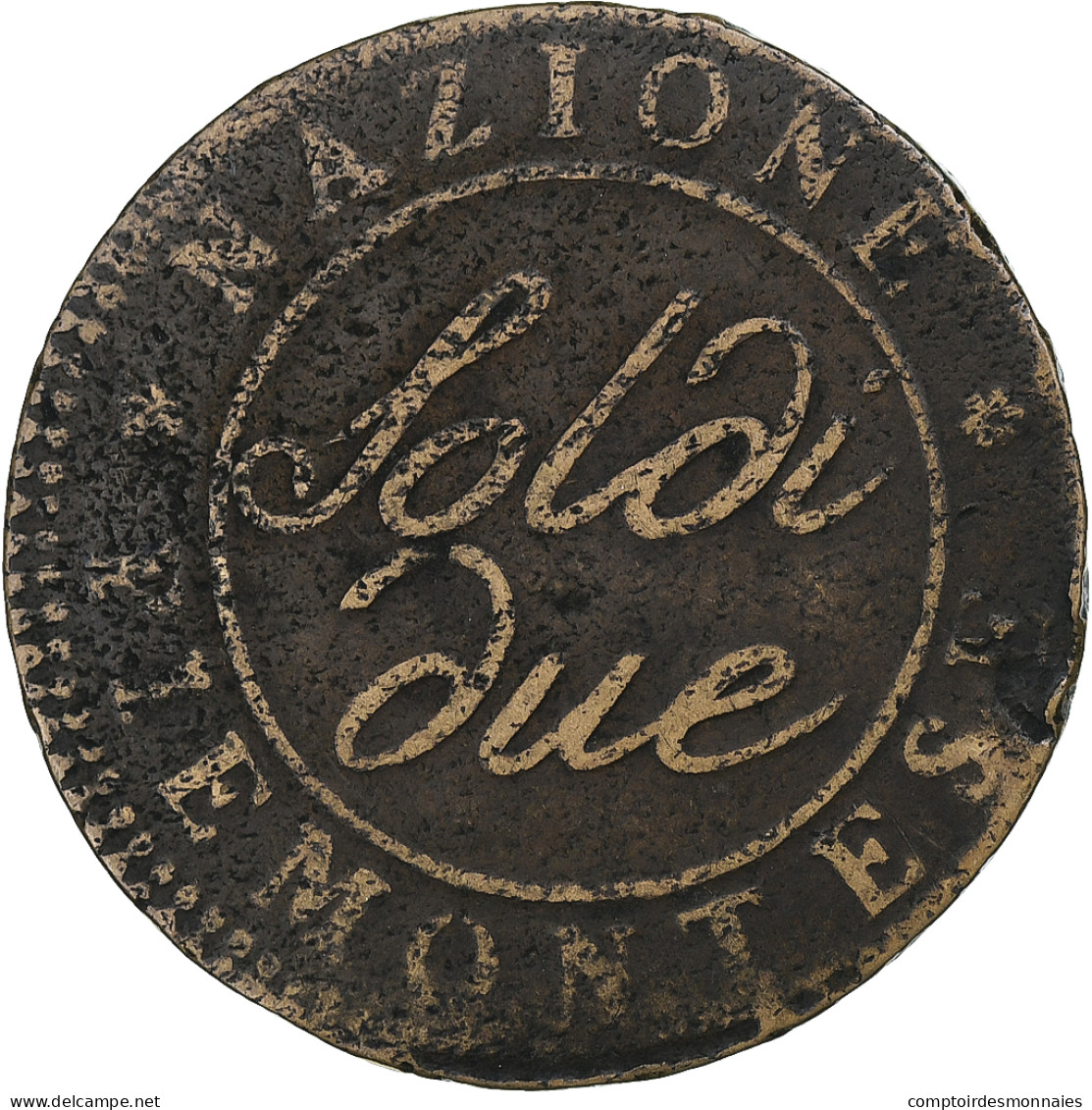 Italie, République Subalpine, 2 Soldi, AN 9, Torino, Bronze, TB+, KM:3 - Italian Piedmont-Sardinia-Savoie