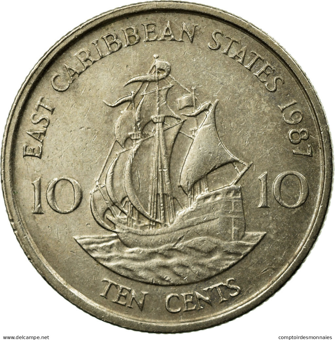 Monnaie, Etats Des Caraibes Orientales, Elizabeth II, 10 Cents, 1987, TTB - Caribe Oriental (Estados Del)