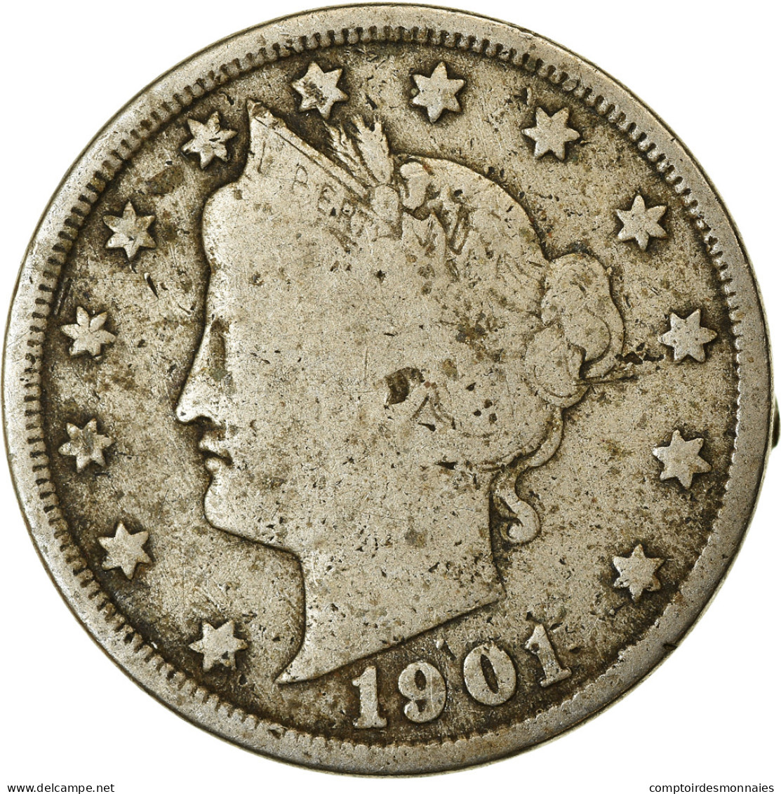 Monnaie, États-Unis, Liberty Nickel, 5 Cents, 1901, U.S. Mint, Philadelphie - 1883-1913: Liberty (Liberté)