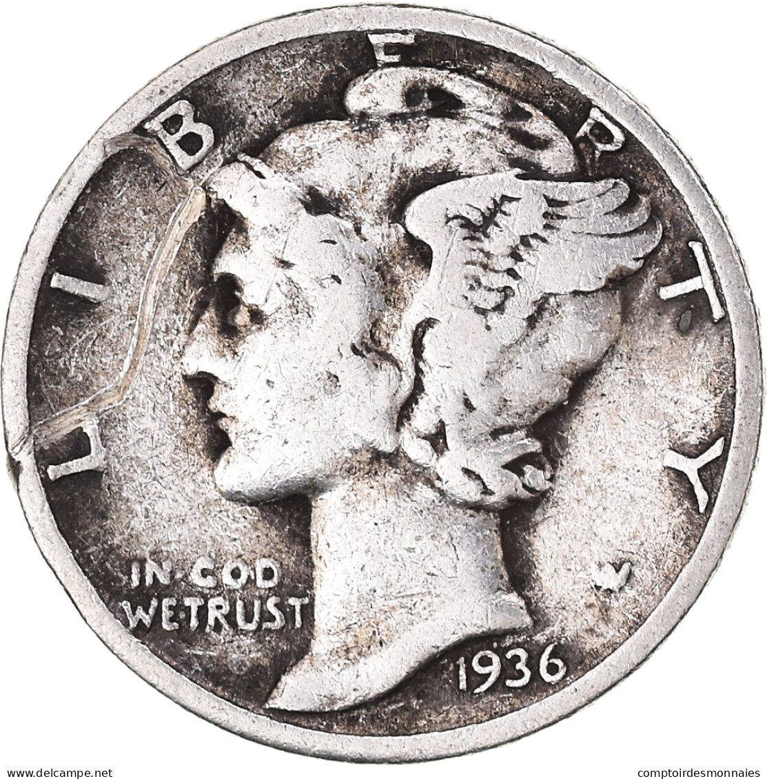 Monnaie, États-Unis, Mercury Dime, Dime, 1936, U.S. Mint, Philadelphie, TB - 1916-1945: Mercury (Mercurio)