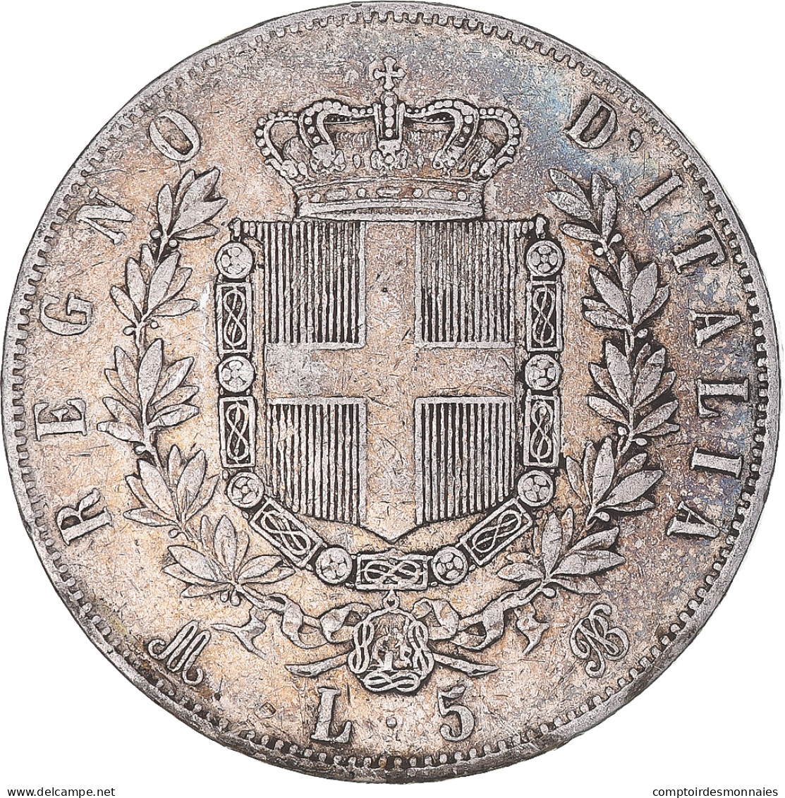Monnaie, Italie, Vittorio Emanuele II, 5 Lire, 1875, Milan, TB, Argent, KM:8.3 - 1861-1878 : Victor Emmanuel II.