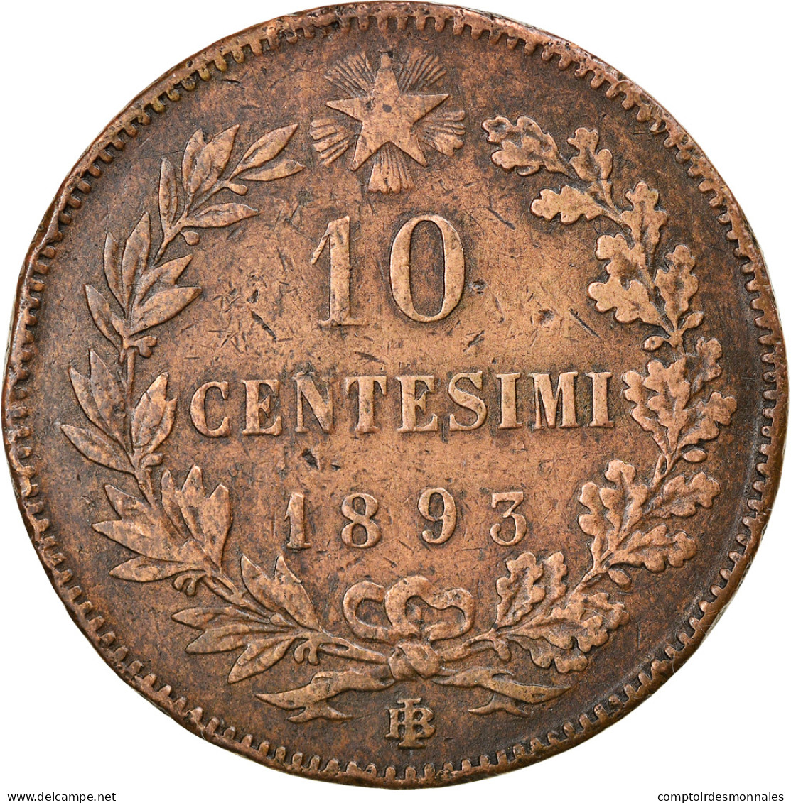 Monnaie, Italie, Umberto I, 10 Centesimi, 1893, Birmingham, TB+, Cuivre, KM:27.1 - 1878-1900 : Umberto I