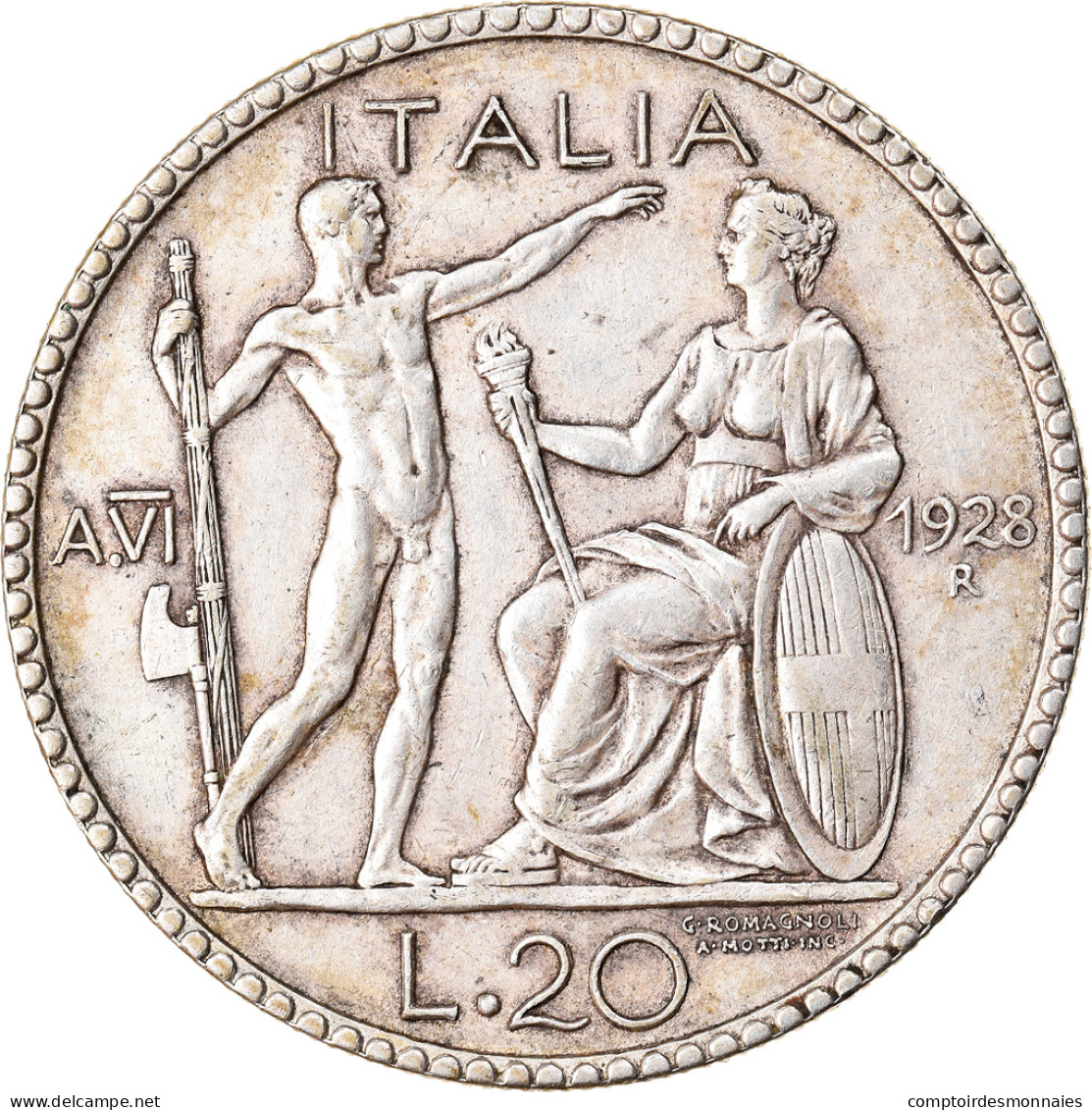 Monnaie, Italie, Vittorio Emanuele III, 20 Lire, 1928, Rome, TTB+, Argent, KM:69 - 1900-1946 : Victor Emmanuel III & Umberto II