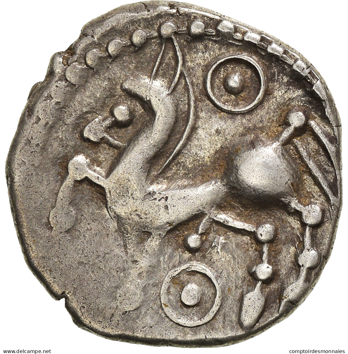 Monnaie, Bituriges, Denier Aux 2 Annelets, 1st Century BC, TTB+, Argent - Gauloises