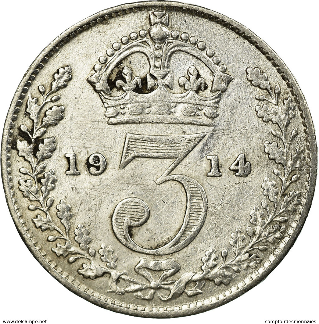 Monnaie, Grande-Bretagne, George V, 3 Pence, 1914, TB+, Argent, KM:813 - F. 3 Pence
