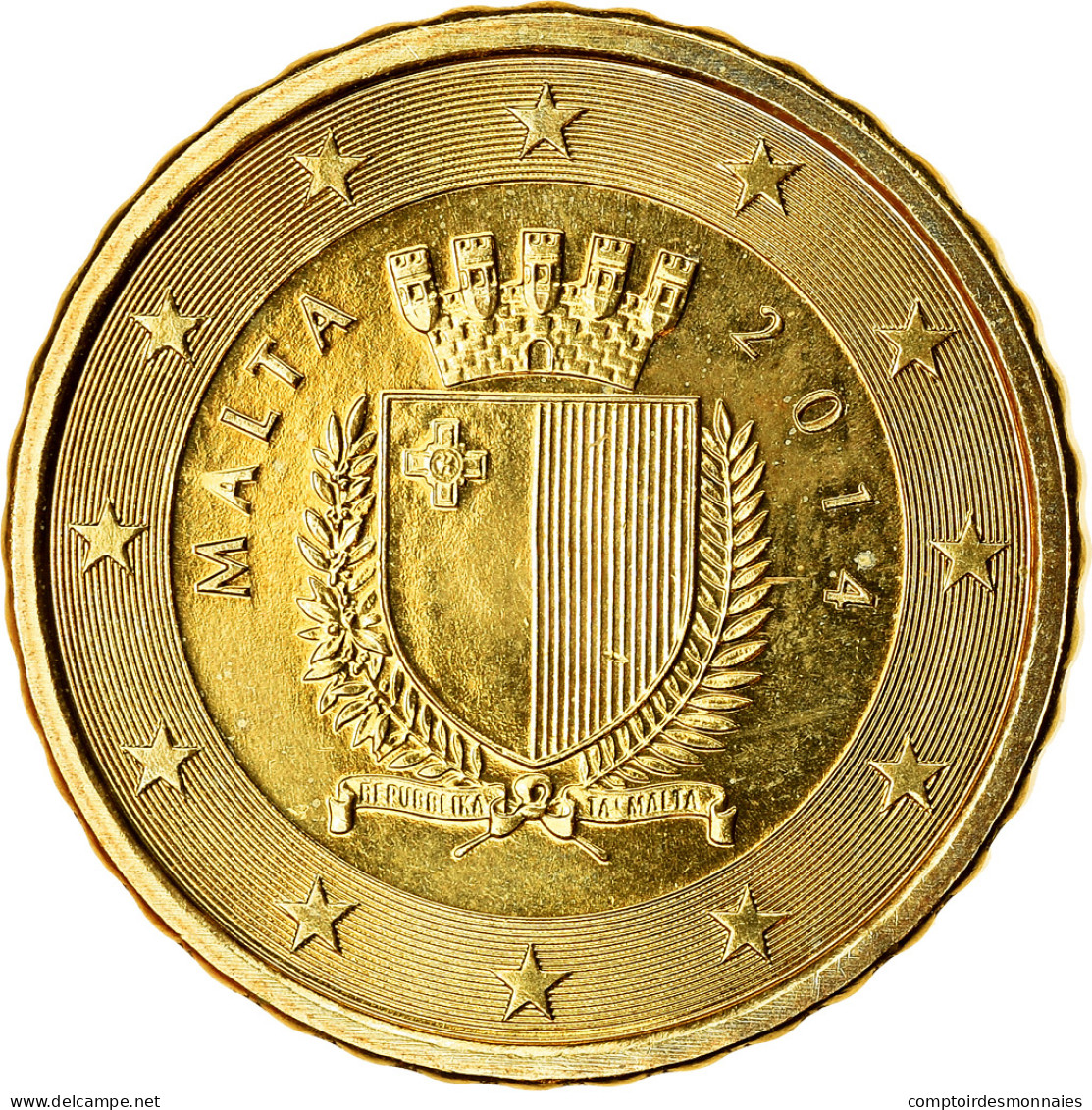 Malte, 10 Euro Cent, 2014, SPL, Laiton - Malta