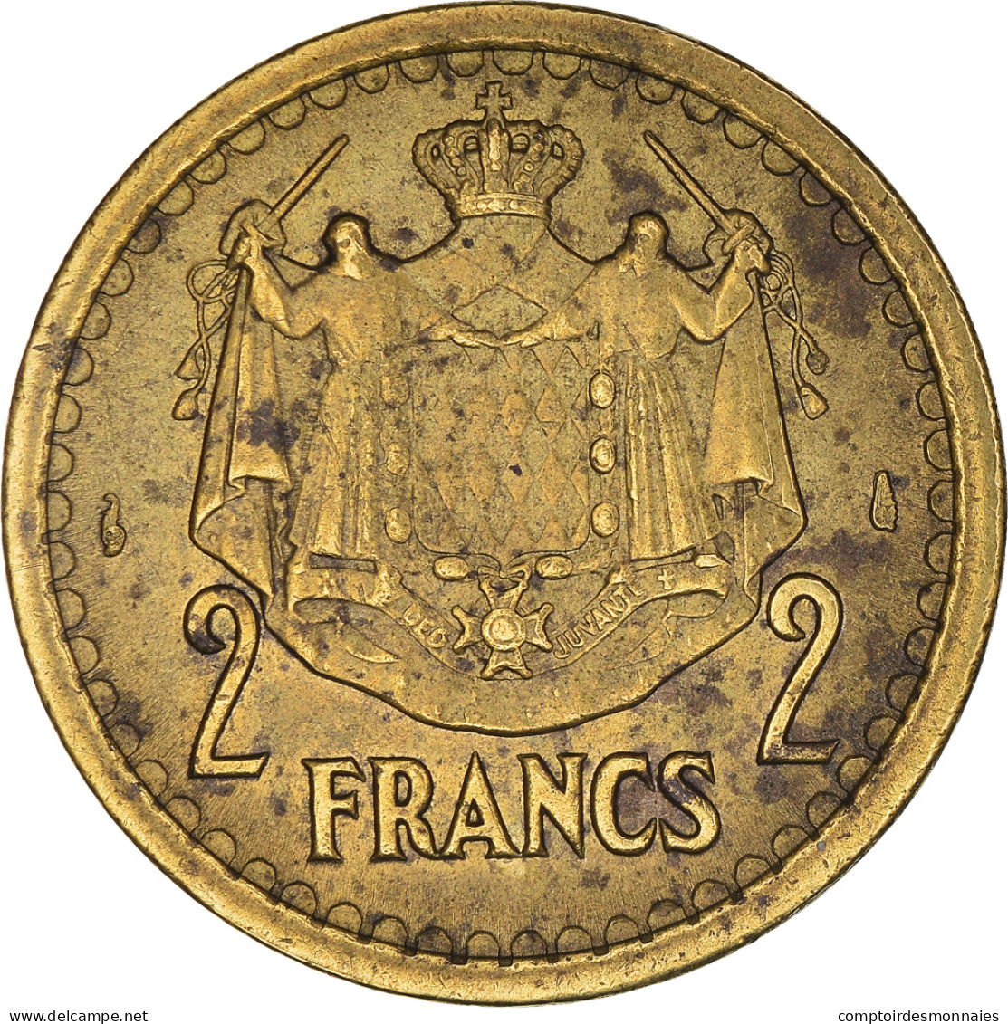 Monnaie, Monaco, Louis II, 2 Francs, 1943, TTB, Bronze-Aluminium, Gadoury:MC134 - 1922-1949 Louis II.