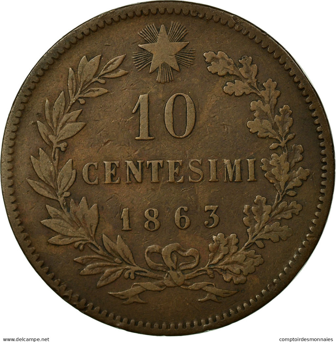 Monnaie, Italie, Vittorio Emanuele II, 10 Centesimi, 1863, TB+, Cuivre, KM:11.2 - 1861-1878 : Victor Emmanuel II