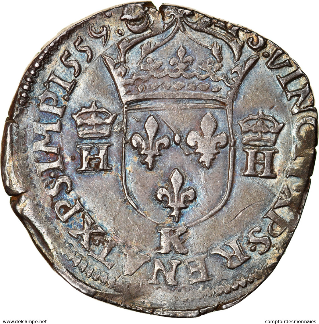 Monnaie, France, Henri II, Teston, 1559, Bordeaux, TTB+, Argent, Sombart:4566 - 1559-1560 François II