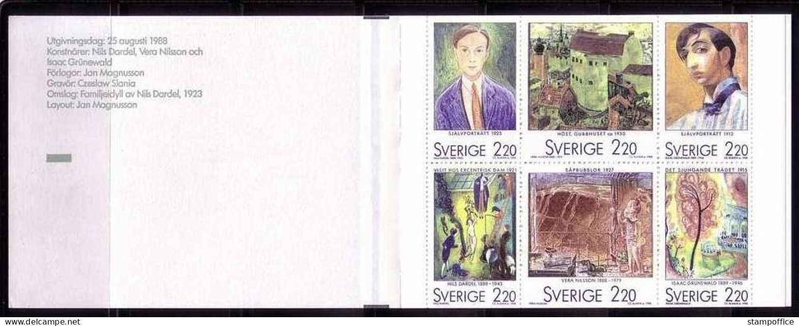 SCHWEDEN MH 132 POSTFRISCH(MINT) SCHWEDISCHE KÜNSTLER IN PARIS 1988 GEMÄLDE - 1981-..