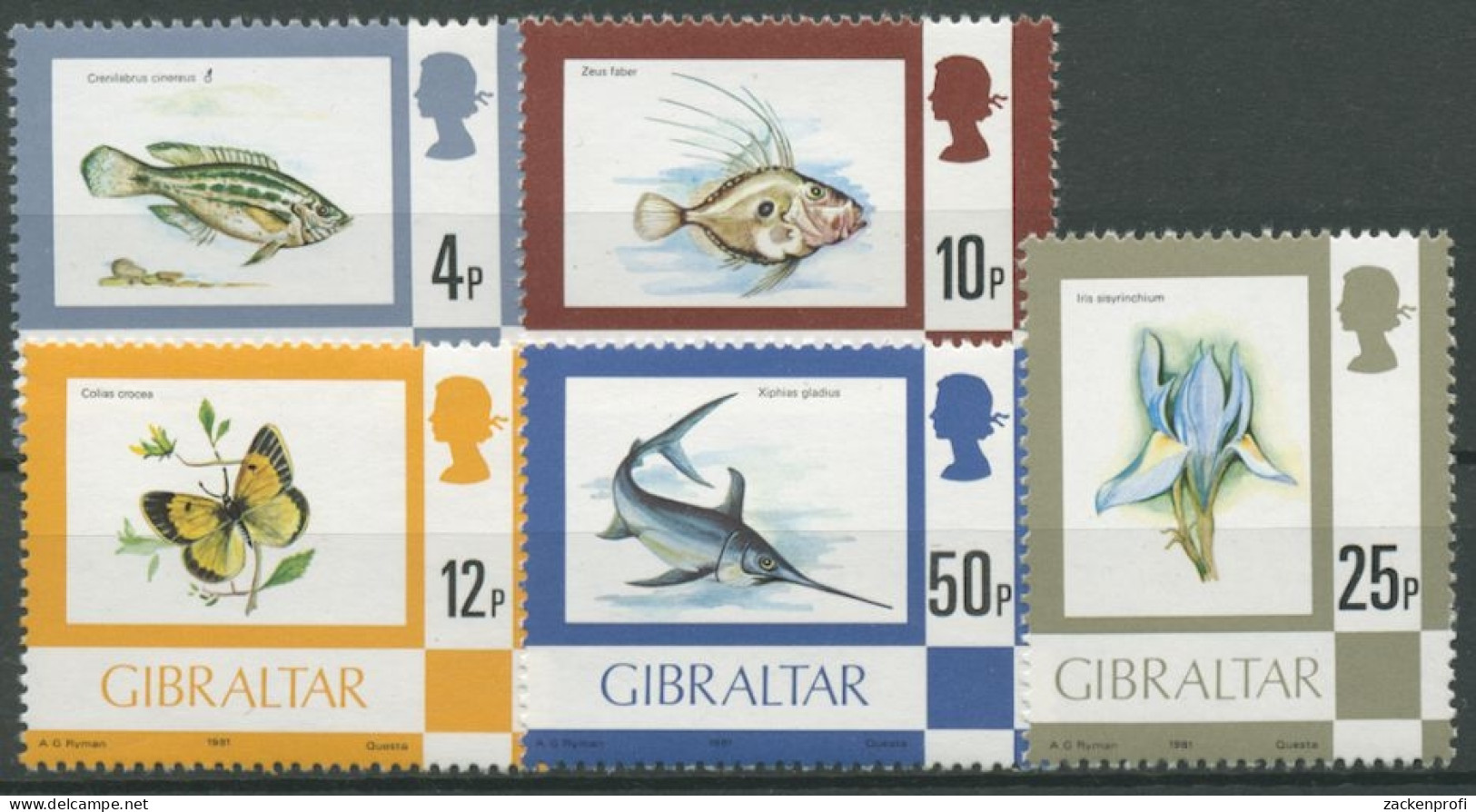 Gibraltar 1977 Flora Und Fauna Schwertfisch Schmetterling 353/61 III Postfrisch - Gibraltar