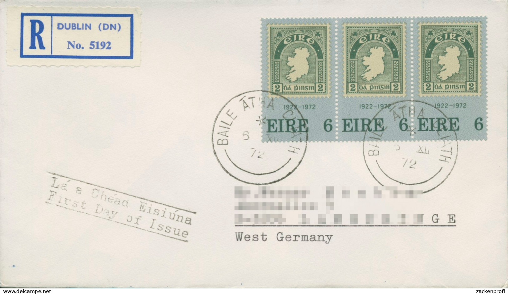 Irland 1972 Briefmarke Mit MiNr. 43 3er-Streifen Ersttagsbrief 286 FDC (X95449) - FDC