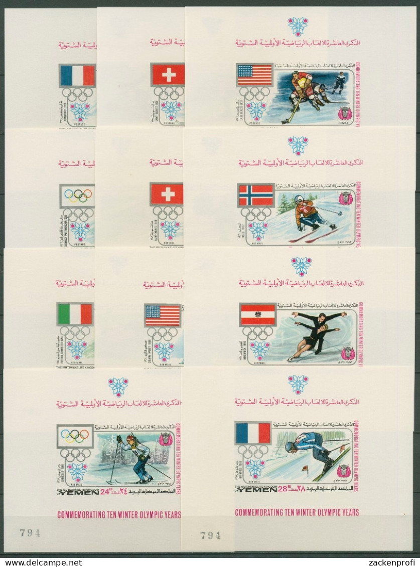 Jemen (Königreich) 1968 Flaggen Olympiade 529/39 Einzelblocks Postfr. (C18998) - Yemen