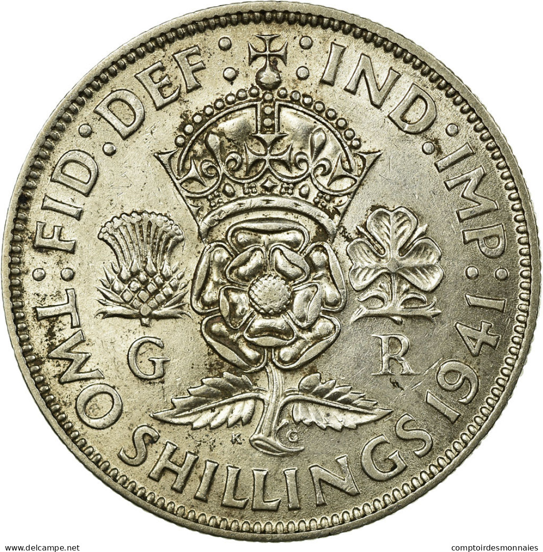 Monnaie, Grande-Bretagne, George VI, Florin, Two Shillings, 1941, TB+, Argent - J. 1 Florin / 2 Shillings