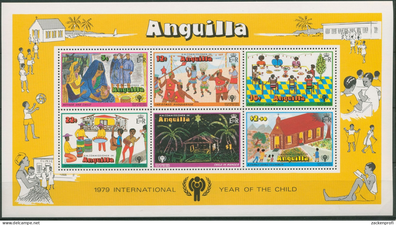 Anguilla 1979 Jahr Des Kindes Kinderzeichnungen Block 23 Postfrisch (C94629) - Anguilla (1968-...)