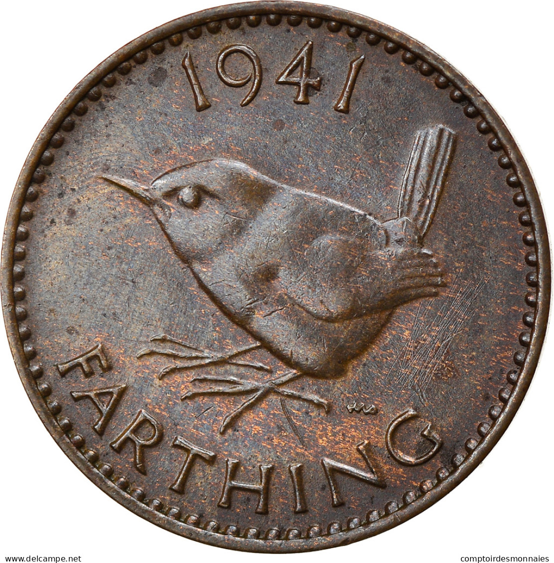 Monnaie, Grande-Bretagne, George VI, Farthing, 1941, TTB, Bronze, KM:843 - B. 1 Farthing