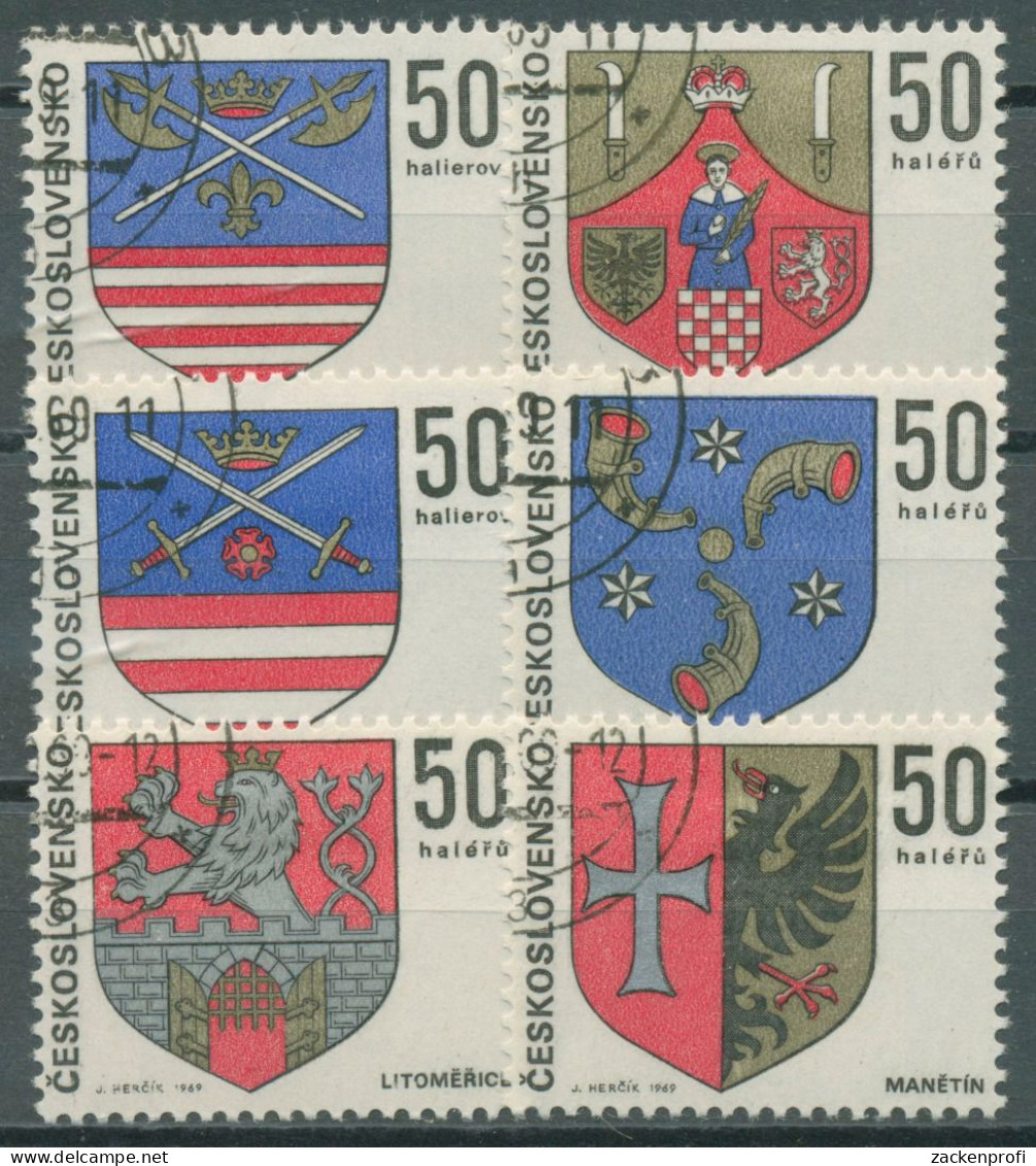 Tschechoslowakei 1969 Wappen Stadtwappen 1904/09 Gestempelt - Oblitérés