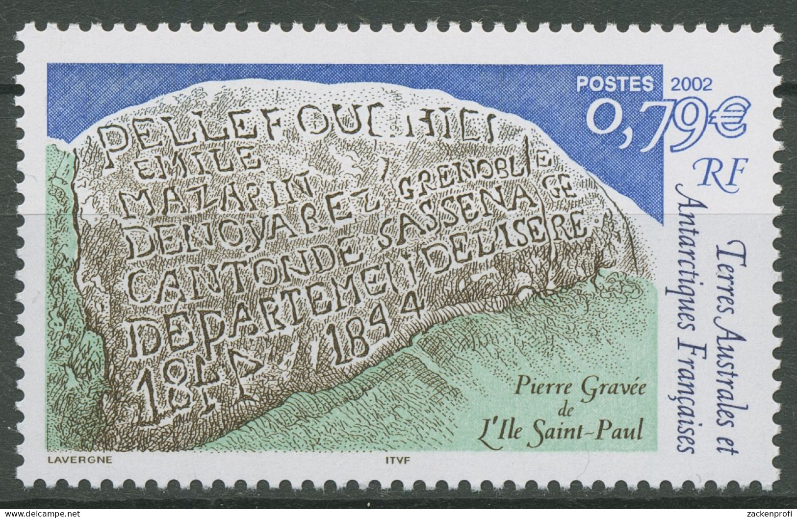 Franz. Antarktis 2002 Gravierter Stein Auf Der Insel Saint-Paul 485 Postfrisch - Unused Stamps