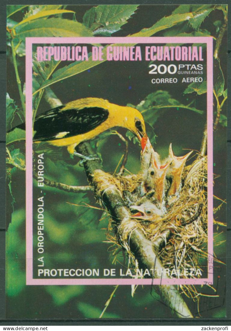 Äquatorialguinea 1976 Tiere Europäische Vögel Block 237 Gestempelt (C62593) - Guinea Equatoriale
