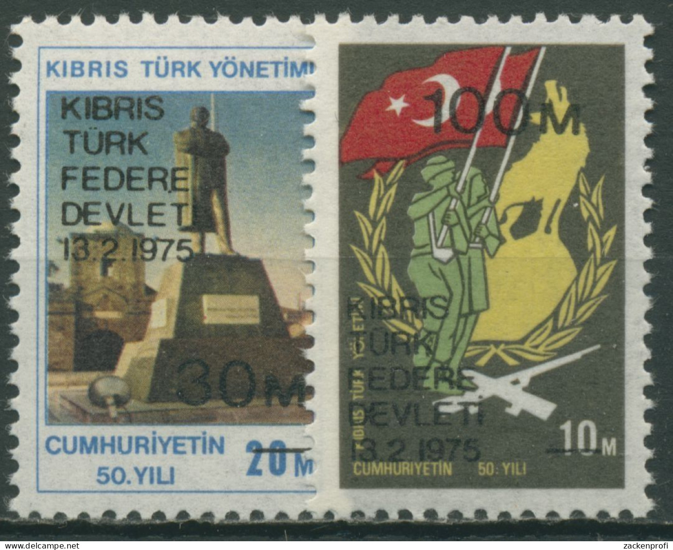 Türkisch-Zypern 1975 Proklamierung Der Autonomen Regierung 8/9 Postfrisch - Unused Stamps