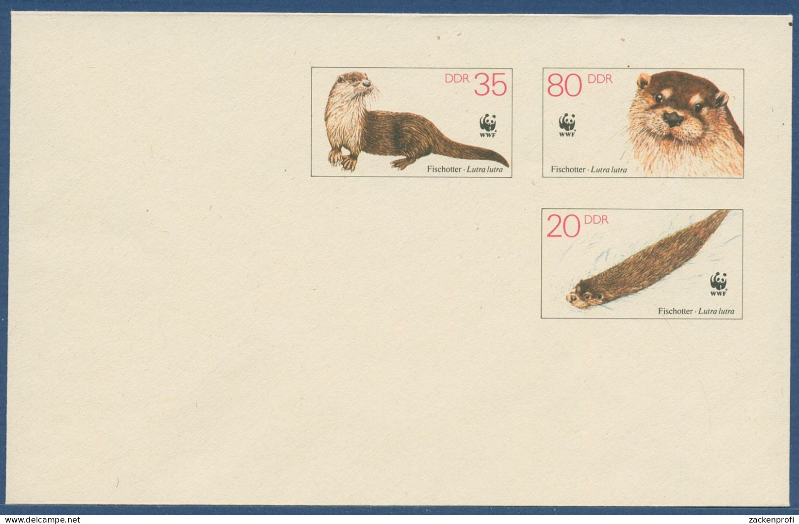 DDR 1987 WWF Naturschutz Fischotter Umschlag U 7 Ungebraucht (X41064) - Covers - Mint