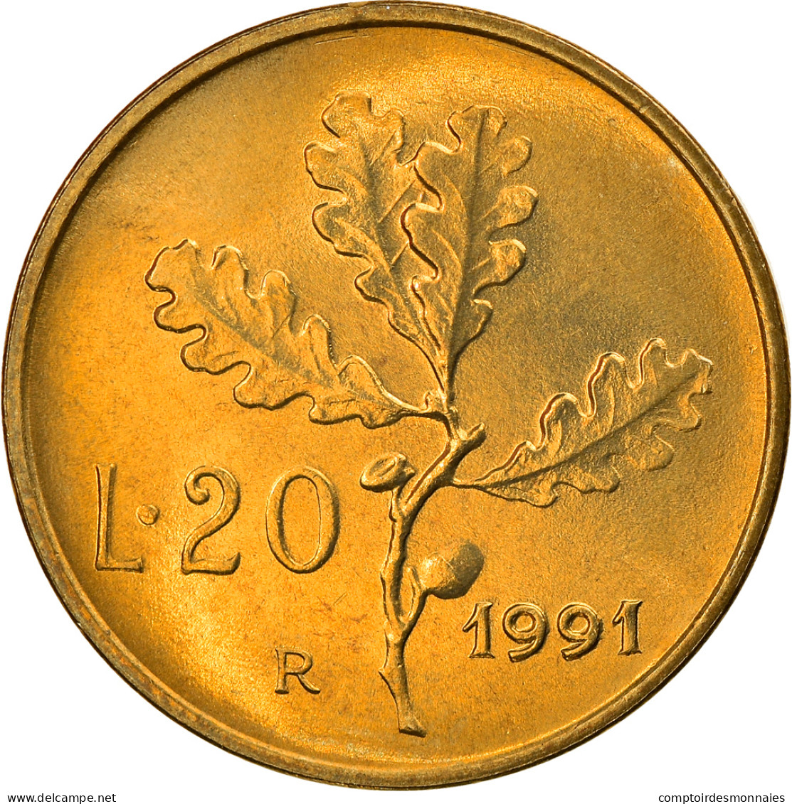 Monnaie, Italie, 20 Lire, 1991, Rome, SUP+, Aluminum-Bronze, KM:97.2 - 20 Liras