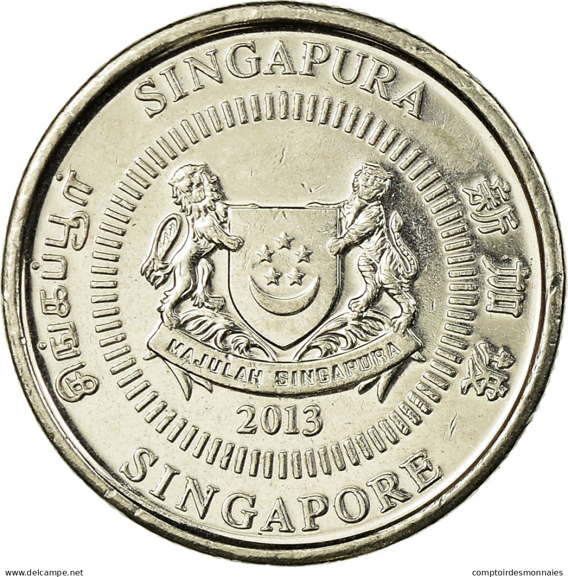 Monnaie, Singapour, 10 Cents, 2013, TTB, Copper-nickel - Singapur