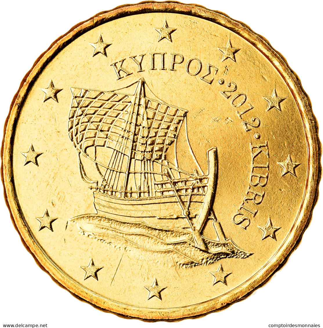Chypre, 10 Euro Cent, 2012, SPL, Laiton, KM:81 - Cyprus