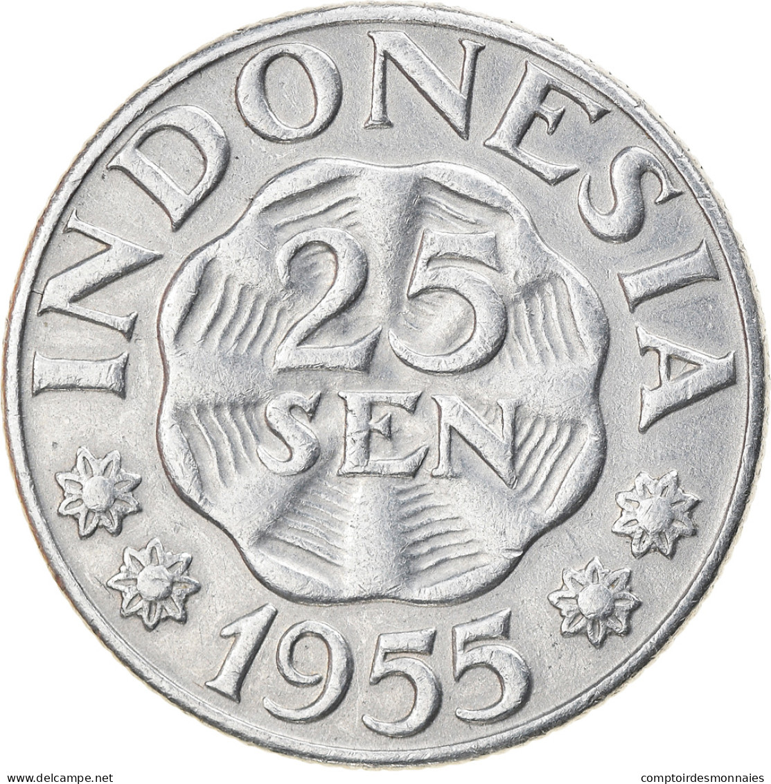 Monnaie, Indonésie, 25 Sen, 1955, TTB+, Aluminium, KM:11 - Indonesien