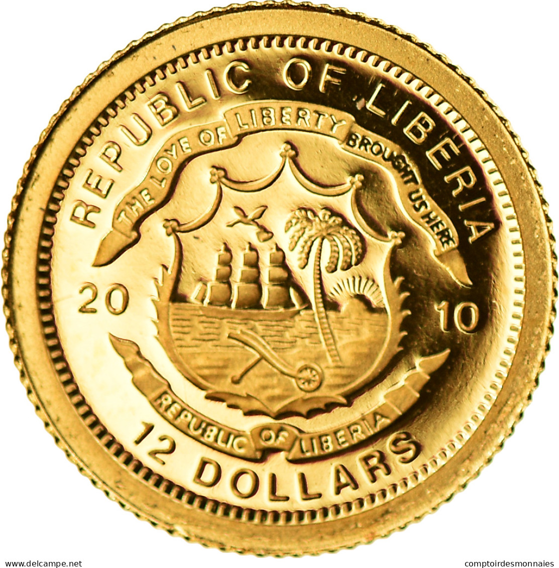 Monnaie, Liberia, 12 Dollars, 2010, FDC, Or - Liberia