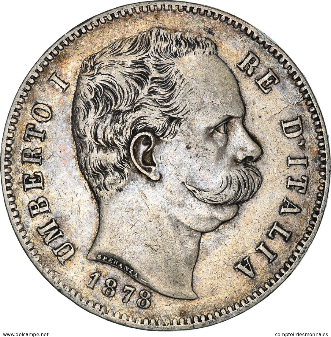 Monnaie, Italie, Umberto I, 5 Lire, 1878, Rome, TTB, Argent, KM:20 - 1878-1900 : Umberto I.