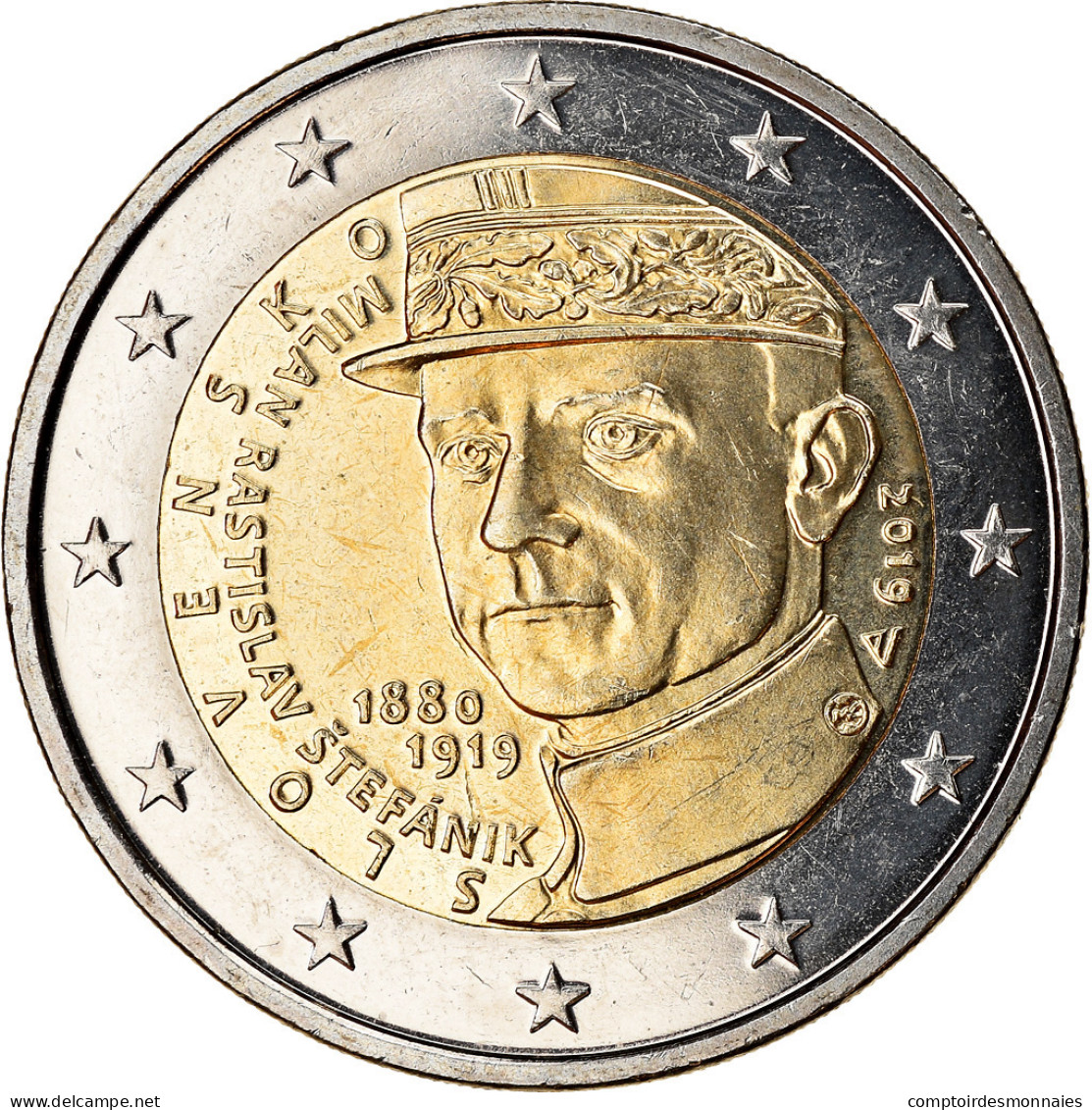 Slovaquie, 2 Euro, Milan Rastislav Stefanik, 2019, SPL, Bi-Metallic - Slovaquie