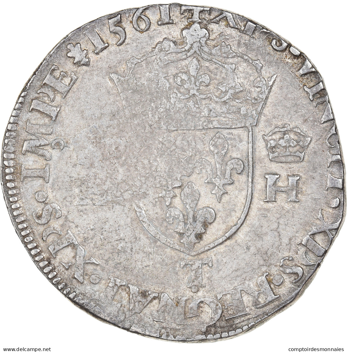 Monnaie, France, Charles IX, Teston, 1561, Nantes, TB+, Argent, Sombart:4558 - 1560-1574 Carlos IX