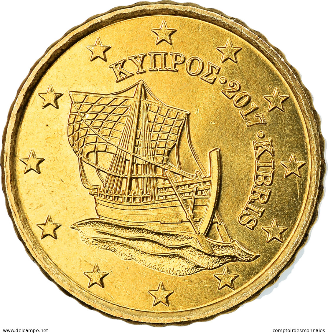 Chypre, 10 Euro Cent, 2017, SPL, Laiton, KM:New - Chipre