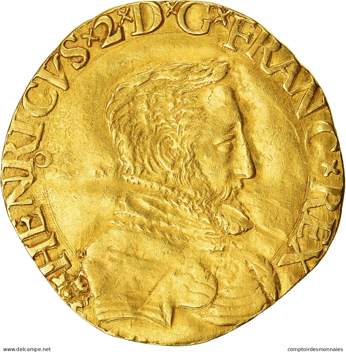 France, Henri II, Henri D'or, 1559, Montpellier, "Collection Docteur F.", Or - 1547-1559 Enrico II