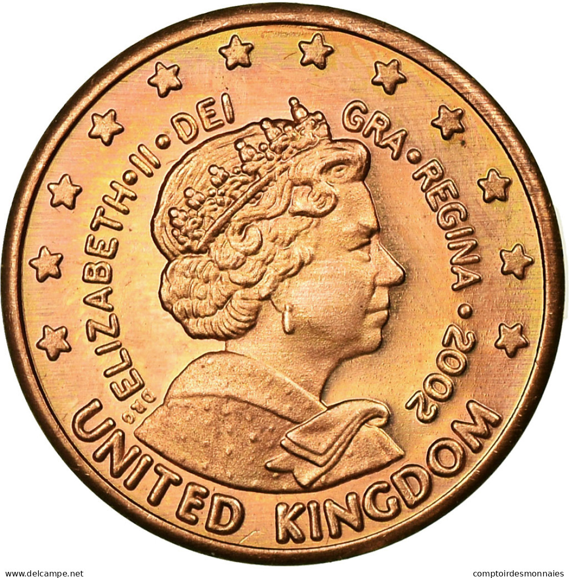 United Kingdom , Fantasy Euro Patterns, 2 Euro Cent, 2002, SPL, Copper Plated - Essais Privés / Non-officiels