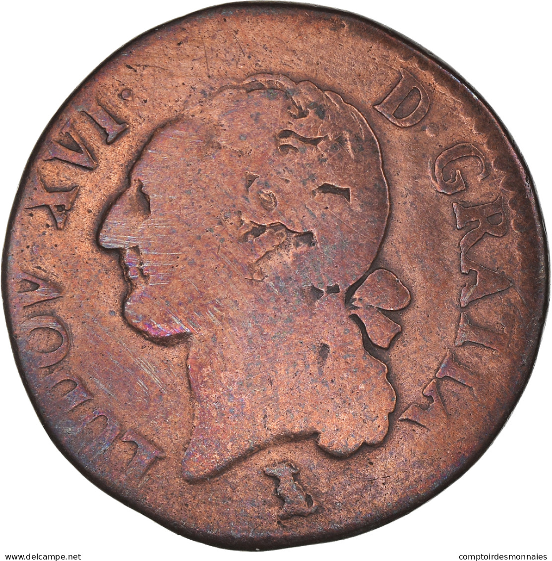 Monnaie, France, Louis XVI, 1/2 Sol Ou 1/2 Sou, 1/2 Sol, 1785, Nantes, B+ - 1774-1791 Louis XVI