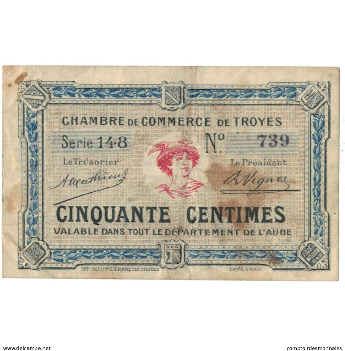 France, Troyes, 1 Franc, 1918, Chambre De Commerce, TB, Pirot:124-10 - Handelskammer