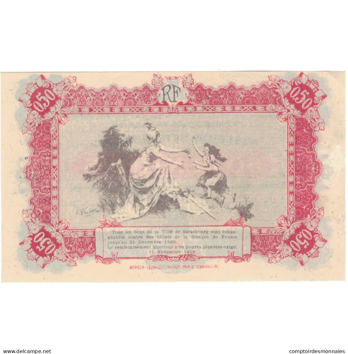 France, Strasbourg, 50 Centimes, 1918, SPL+, Pirot:133-1 - Handelskammer