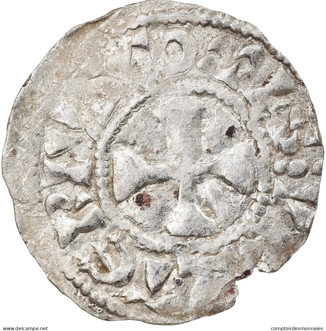 Monnaie, France, Picardie, Gautier II, Denier, 986-1027, Amiens, Extremely Rare - Autres & Non Classés