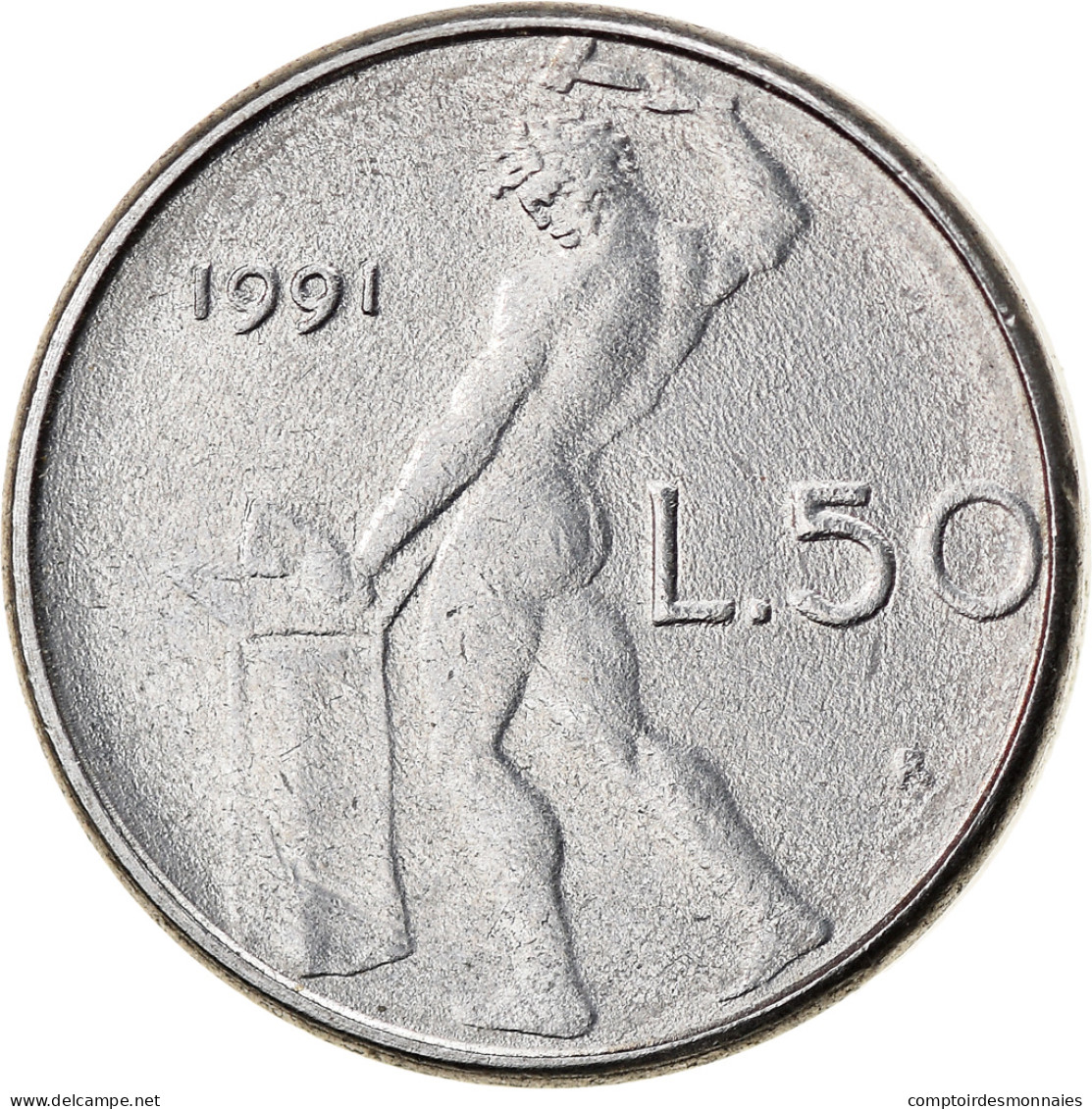 Monnaie, Italie, 50 Lire, 1991, Rome, TB+, Stainless Steel, KM:95.2 - 50 Liras
