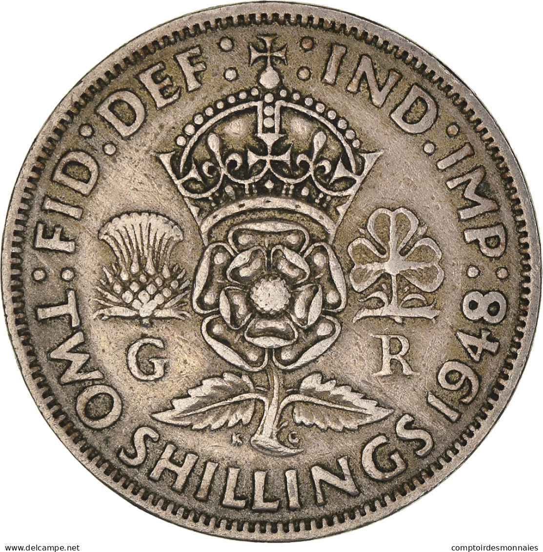 Monnaie, Grande-Bretagne, George VI, Florin, Two Shillings, 1948, TTB - J. 1 Florin / 2 Schillings