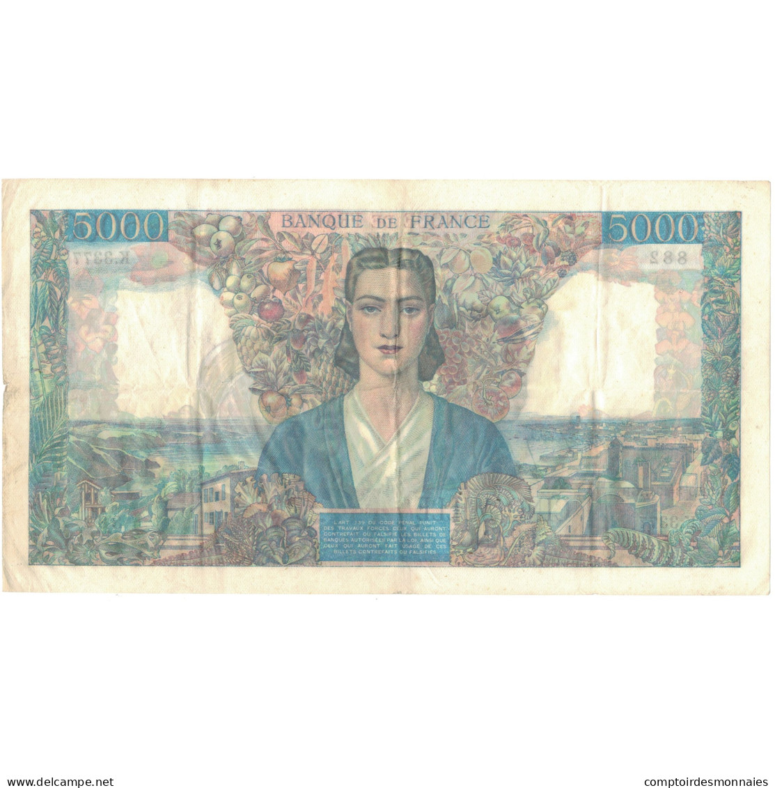 France, 5000 Francs, Empire Français, 1947, K.3377882, SUP+, Fayette:47.59 - 5 000 F 1942-1947 ''Empire Français''