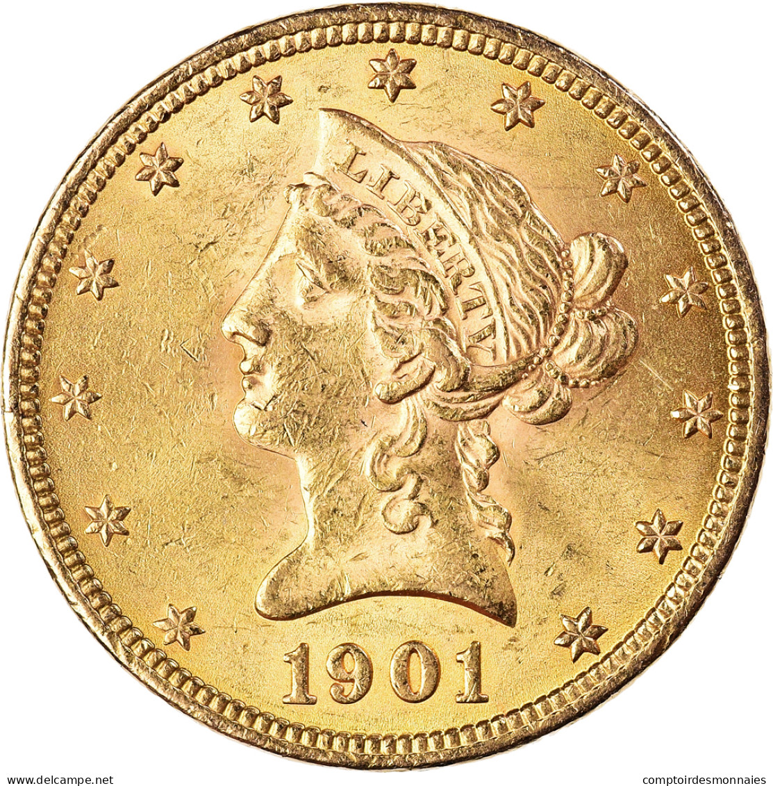 États-Unis, $10, Eagle, Coronet Head, 1901, Philadelphie, Or, SUP+, KM:102 - 10$ - Eagle - 1866-1907: Coronet Head