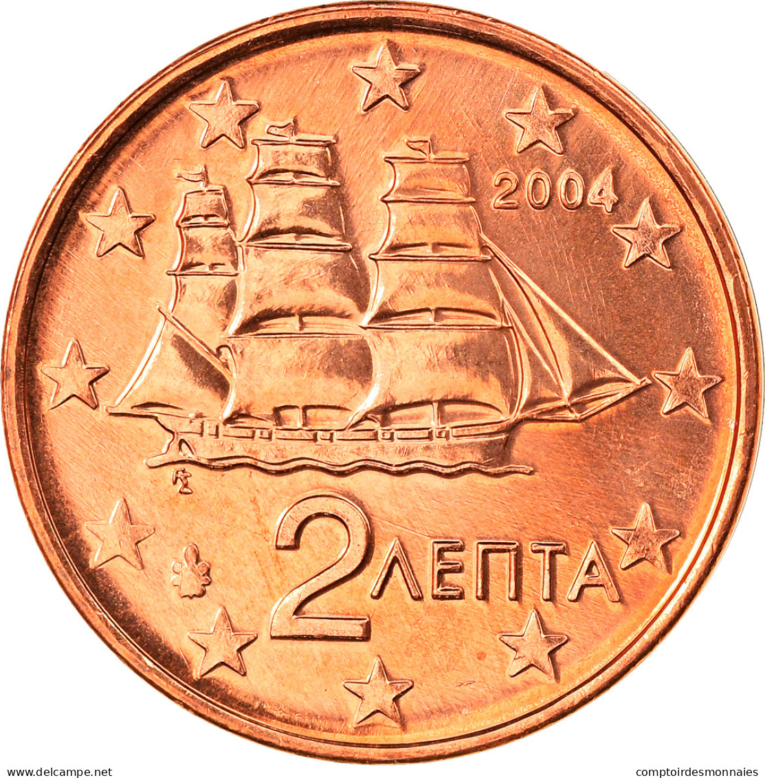 Grèce, 2 Euro Cent, 2004, Athènes, FDC, Copper Plated Steel, KM:182 - Grèce