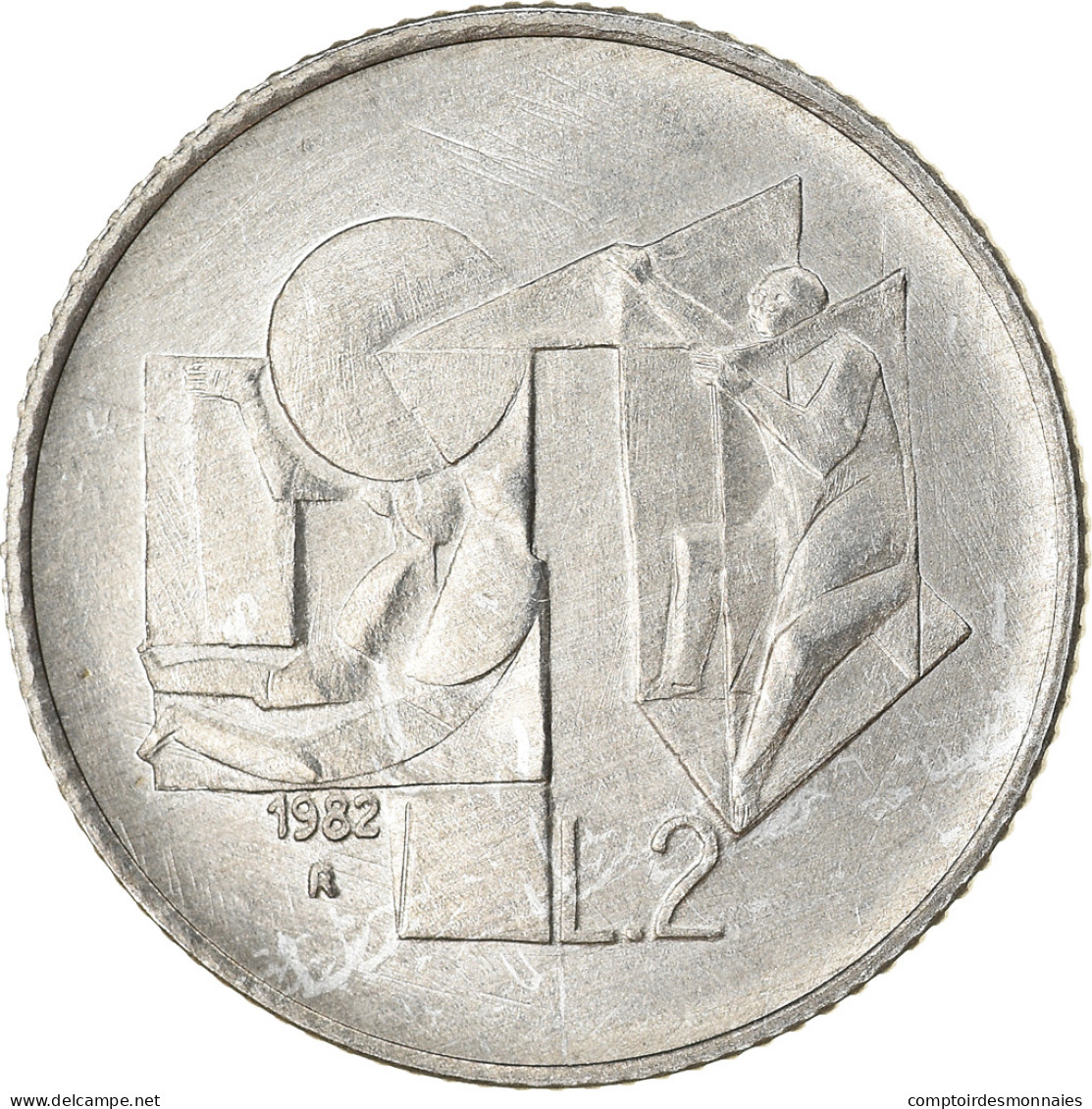 Monnaie, San Marino, 2 Lire, 1982, Rome, SPL, Aluminium, KM:132 - Saint-Marin