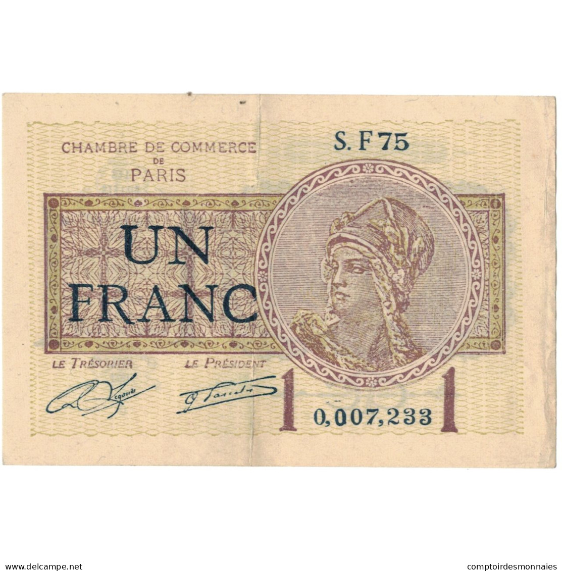 France, Paris, 1 Franc, 1920, TTB, Pirot:97-23 - Chambre De Commerce