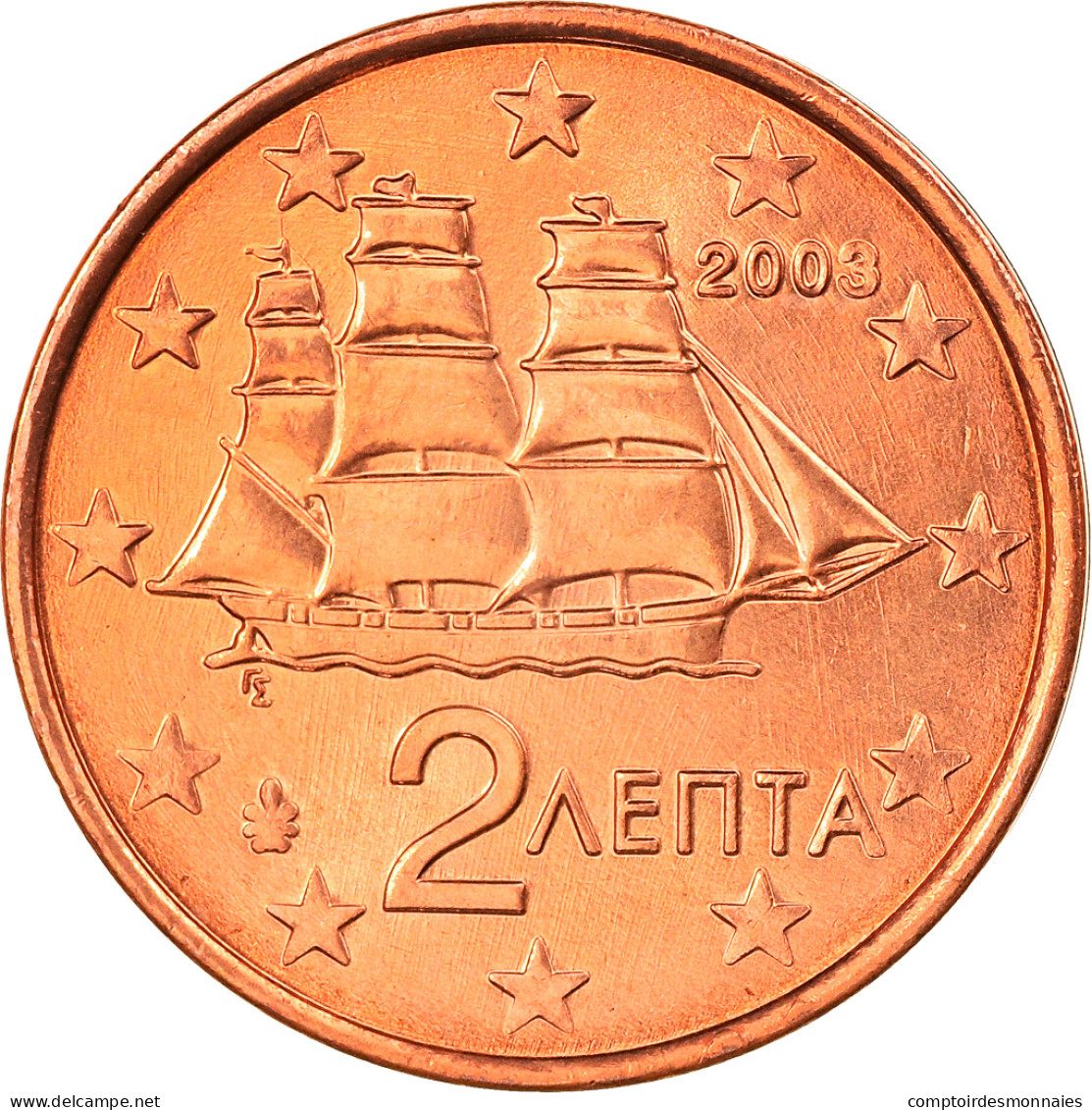 Grèce, 2 Euro Cent, 2003, Athènes, FDC, Copper Plated Steel, KM:182 - Grèce