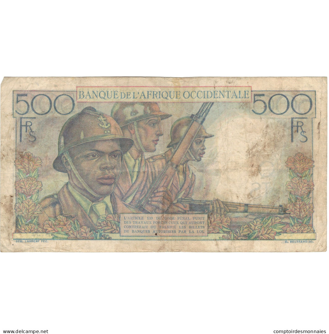 Billet, French West Africa, 500 Francs, KM:41, TTB - États D'Afrique De L'Ouest