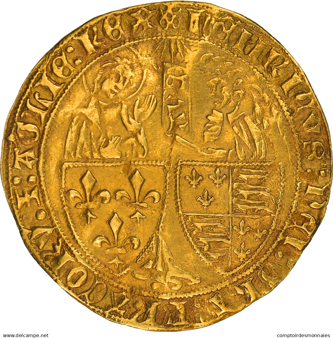 Monnaie, France, Henri VI, Salut D'or, 1422-1453, Auxerre, TTB, Or - 1422-1453 Hendrik VI Van Engeland